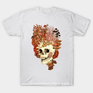 Garden of Decay and Life: Skull with mushrooms, fungi and mice T-Shirt